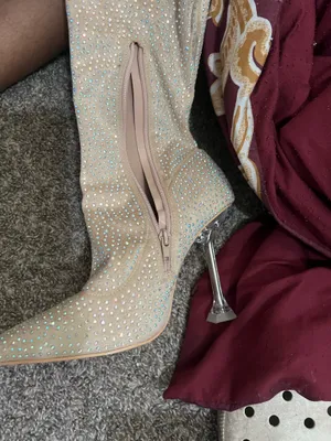 & Other Stories Nude stiletto boots with rhinestones thumbnail 2