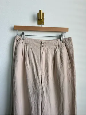 Madewell The Harlow Wide Leg Pants Beige Linen Blend Sailor Waist Size 8 thumbnail 7