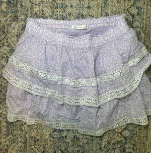 Altar'd State Winnie Floral Tiered Mini Skirt Purple Size L thumbnail 1