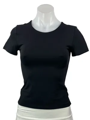 Aritzia Contour Women's Black Short Sleeve Crew Neck Cropped T Shirt Tee Top S thumbnail 1