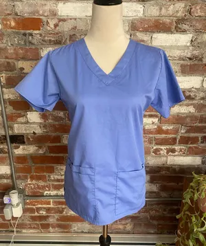 Wonder Work Everyday Durable Stretch Blue Scrub Top XXS thumbnail 1