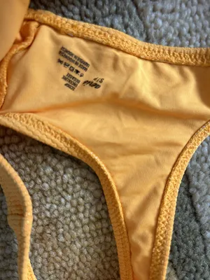Aerie Like-New Mustard Yellow Wide Strap Scoop Button Bikini Top Swim Size Small thumbnail 3