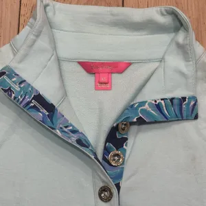 Lilly Pulitzer UPF 50+ LANDLEY Popover XS Green Blue Athleisure Preppy Sweater‎ thumbnail 5