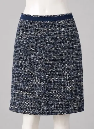 Brooks Brothers‎ Navy Blue White Tweed Wool Blend Skirt Size 6 Italian Fabric thumbnail 1