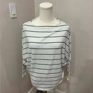 Lulus Striped‎ Boat Neck Dolman Sleeve Top White Black XS thumbnail 2