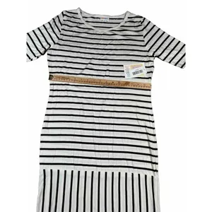 Lularoe Julia‎ White Black Striped Short Sleeve Dress Women's Size Large Mixed thumbnail 4