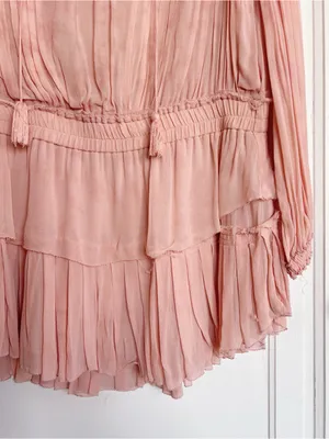 LoveShackFancy • Smocked Popover Dress in Faded Marsala pink chiffon georgette thumbnail 11