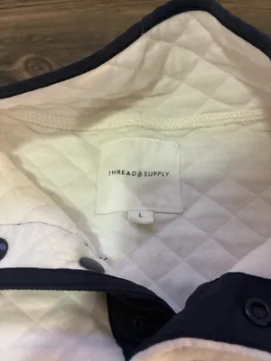 Thread & Supply white and navy quilted pullover  thumbnail 2