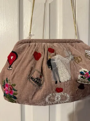 Bridal era beaded velvet pink bag thumbnail 2