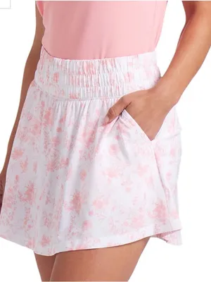 NWT PUMA Golf Skort Women's 16" Sandy Printed Pockets Sz M $75 Pink Fruit UPF thumbnail 1