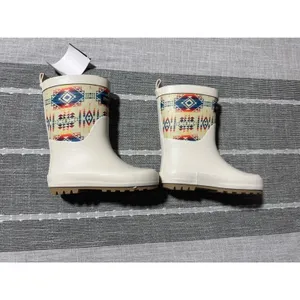 Pendleton Kids Rain Boots Western Navajo Print White Rubber Size 7 8 thumbnail 3
