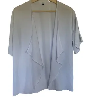 Sheer short sleeved white women's size medium cardigan style top casual light thumbnail 1