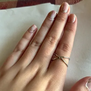 3/$20 Classic Silver Tone Thin Crossed X Loop Shaped Ring thumbnail 2