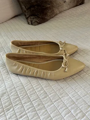 Kelly & Katie nude light tan leather pointed toe bow ballet flats 8 thumbnail 9