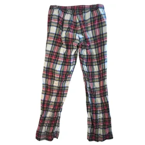 Aerie Women Medium Plaid Flannel Pajama Pants Rhinestone Accent Navy‎ Drawstring thumbnail 2