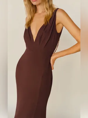 NEW Reformation plus Camille Rowe Hugo low back Mahogany gown sz 0 thumbnail 4