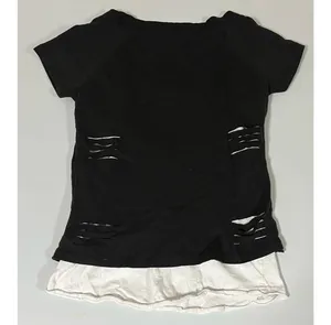 Spiral Black White Hibiscus Flower Floral Y2K Layered Shirt Top Blouse Tee Size S 🤍🖤 thumbnail 5