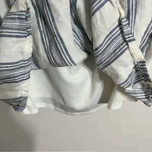 Altar'd‎ State White Blue Striped 100% Linen Mini Dress Off Shoulder Size Small thumbnail 5