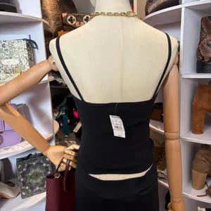 Madewell corset detail crop sweater tank in true black - xxs nwt thumbnail 3