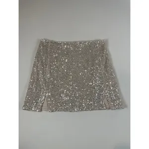 Grace Sequin Mini Skirt Beige Underlay Party Clubwear Night Out Metallic Size M thumbnail 2