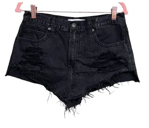 Abercrombie & Fitch Black Distressed Cut Off Jean Shorts Women’s Size‎ 6/28 thumbnail 1