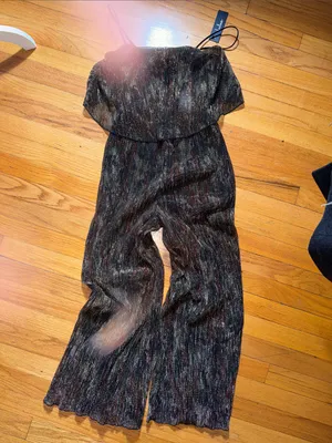 Lulu's Metallic Olive Green Strapless Wide-Leg Jumpsuit thumbnail 3