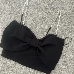 Black Bow Top with Diamond Straps – Glamorous Party Wear thumbnail 2