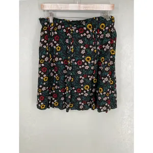 LOFT Womens Skirt Floral Print Elastic Waist Lined Black Multi Medium thumbnail 3