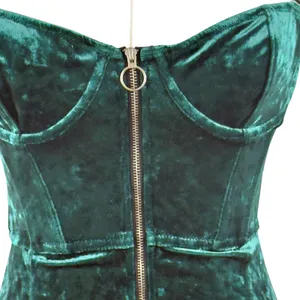 Urban Outfitters Bella Bustier Green Velvet Corset Mini Dress 90s Indie Alt thumbnail 4