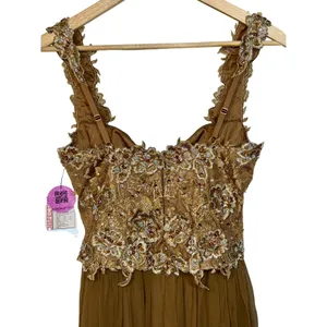 NWT Mandalay Brown Gold Lace Beaded Embellished Long Evening Gown Dress Size 8 thumbnail 6