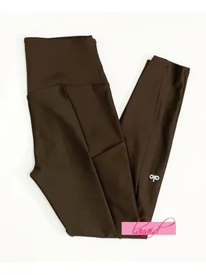Alo Ribbed Airlift High-Waist 7/8 Enchanted Leggings Espresso Hi-Rise Waisted S thumbnail 7