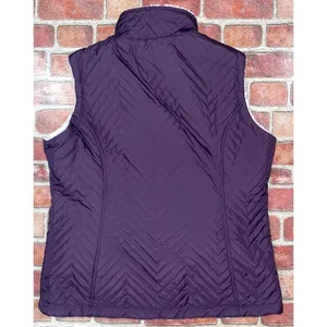 Pre-Owned Free Country Purple Zip Puffer Vest Sherpa Soft Sleeveless Size L Cold thumbnail 2