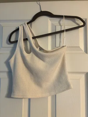 Princess Polly One-Shoulder Crop Top White thumbnail 3