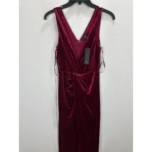 Lulus Beautiful Evenings Wine Red Velvet Twist-Front Maxi Dress Formal Small NWT thumbnail 7