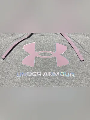 NWT Under Armour Fleece Hoodie Women’s XS Loose Fit Pullover - Gray/Pink thumbnail 3
