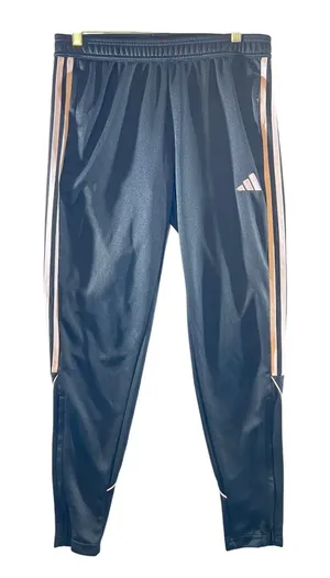 697 Adidas Tiro Pink‎ Stripe Athletic Tapered Track Pants Black Womens Medium thumbnail 1