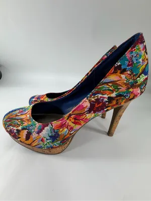 Fioni Floral Platform Pumps Cork Stiletto High Heels Multicolor Y2K Womens 8W thumbnail 4