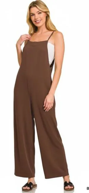 Zenana Rayon‎ Woven Wide Leg Jumpsuit - Large thumbnail 1