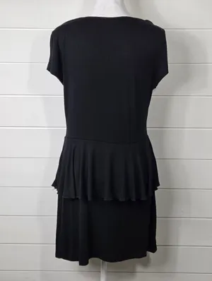 Kensie Black Short Sleeve Peplum Mini Dress Size L thumbnail 3