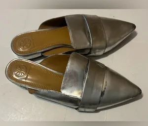 Tory Burch Pointed Toe Slip On Sandal Metallic Silver Womens 6.5 thumbnail 2