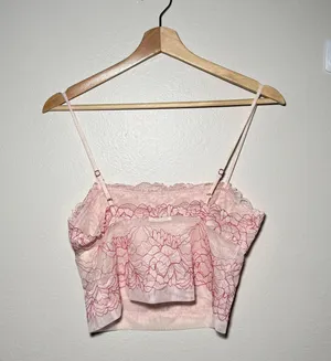 Free People Intimately | Double Date Embroidered Mesh Crop Camisole thumbnail 9