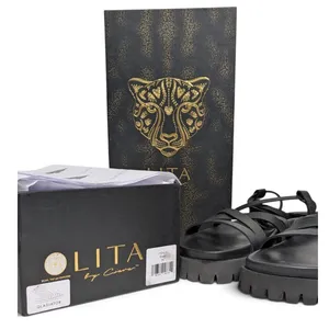 LITA by Ciara Black Leather Gladiator Lug Sole Sandals Goth Bikercore EU 39 NIB thumbnail 2