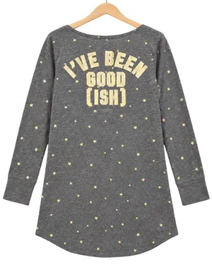 Victoria’s Secret PINK “ I’ve been goodish”playful cheeky holiday sleep shirt L thumbnail 1