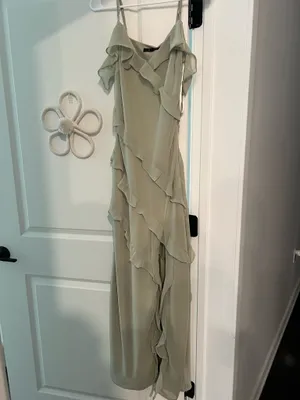 Lulus Elara light sage ruffled maxi dress thumbnail 3