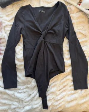 Aerie Gray Twisted Body Suit thumbnail 1