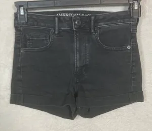 American Eagle Super Hi-Rise Shortie Women 2 Black‎ Super Super Stretch Denim thumbnail 1
