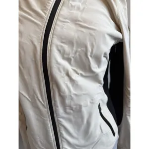 Lululemon Jacket Size 10 Full-Zip Ivory Black Lace Sleeve Run Draft Dodger‎ thumbnail 4