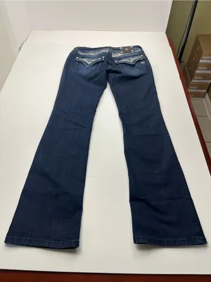 Miss Me Dark Blue Wash Embellished Back Flap Pocket Jeans Boot Womens 31 Denim thumbnail 13