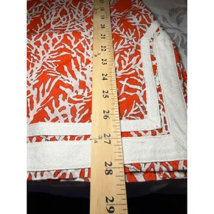 Tory Burch Orange Coral Print Cotton Tunic Top Herringbone Trim Size 8 thumbnail 6