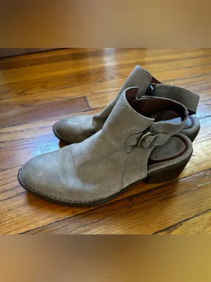 Börn Margret Taupe Suede Leather Open Back Heel Booties Buckle Ankle Boots 6.5 thumbnail 5